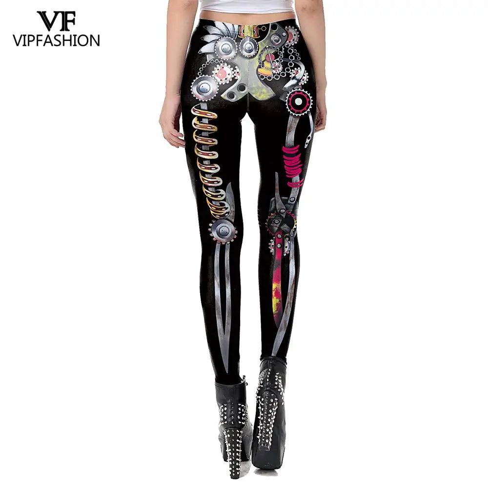 VIP FASHION Adult Steampunk Skeleton Leggings Adventure Halloween