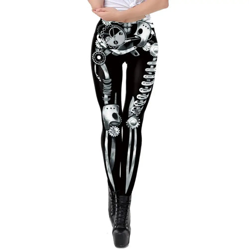 VIP FASHION Adult Steampunk Skeleton Leggings Adventure Halloween