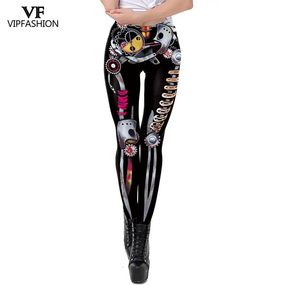 VIP FASHION Adult Steampunk Skeleton Leggings Adventure Halloween