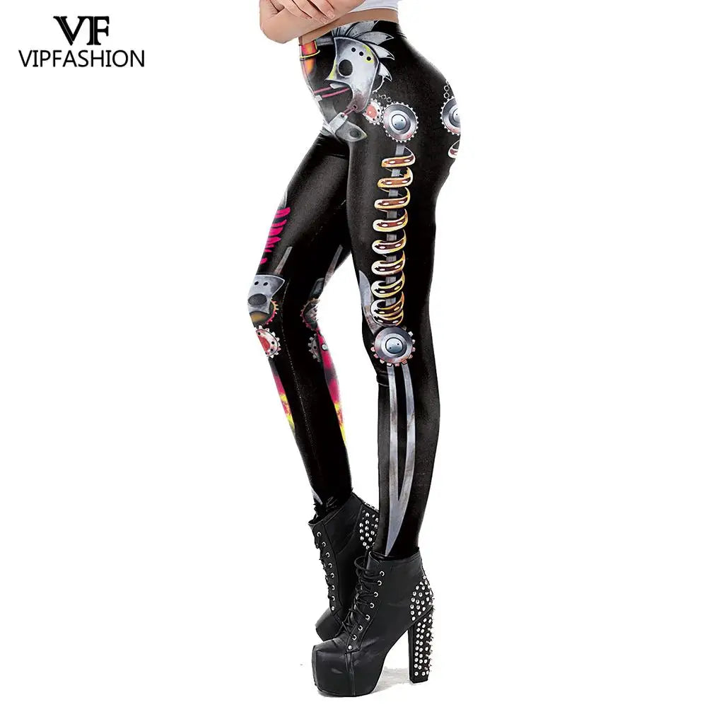 VIP FASHION Adult Steampunk Skeleton Leggings Adventure Halloween