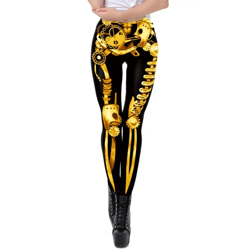 VIP FASHION Adult Steampunk Skeleton Leggings Adventure Halloween