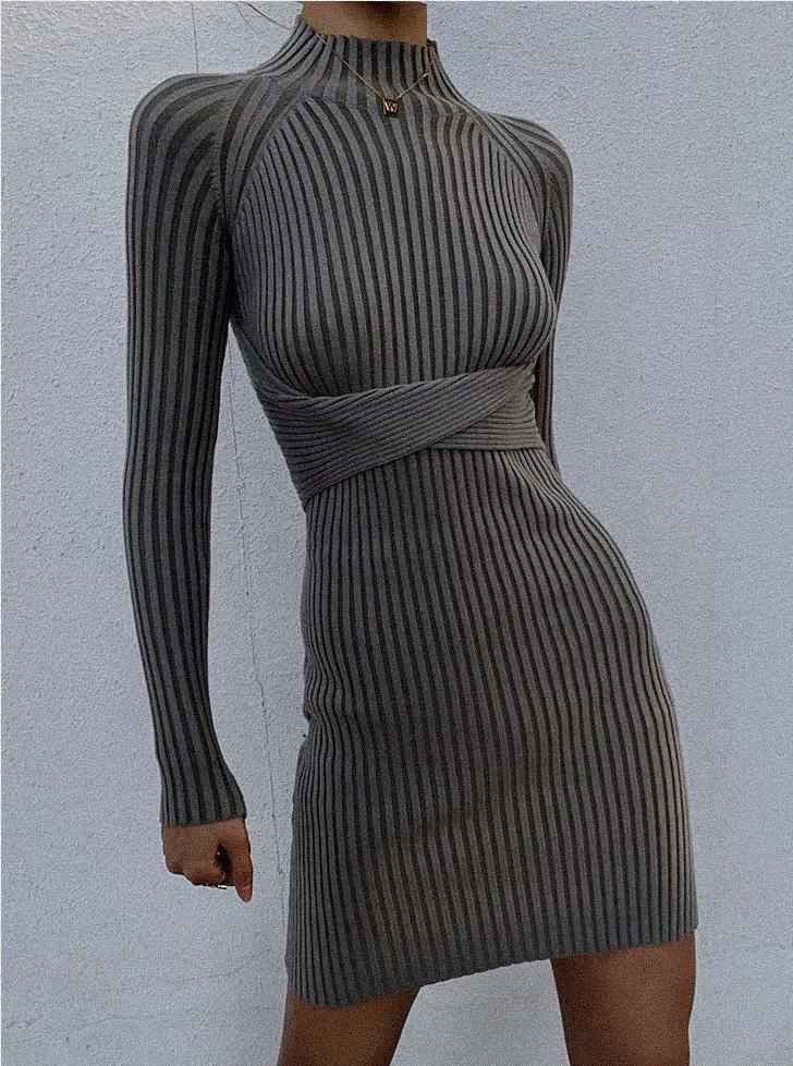 Twisted Back Bodycon Knit Dress