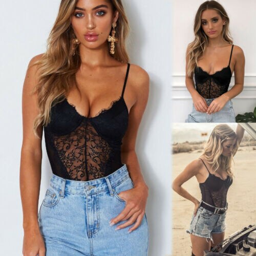 Chic Women's Lace Bodysuit – Summer Stylish Stretch Jumpsuit