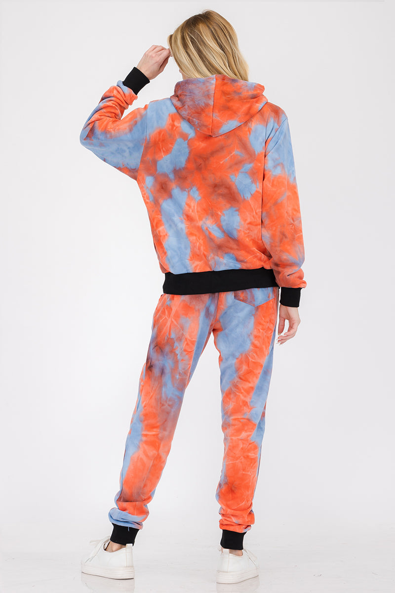 Womens Tie-Dye Cotton Lounge Sweat Suit Set